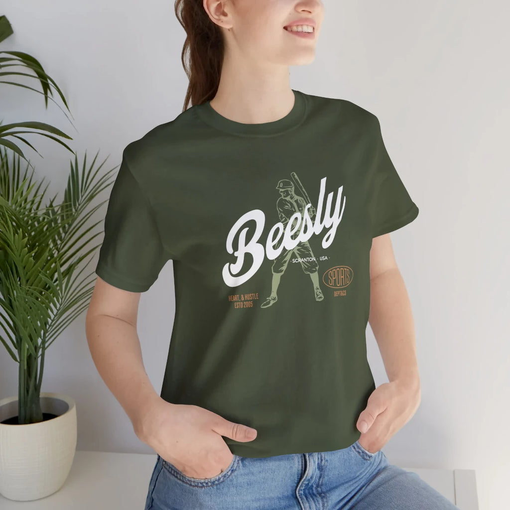 Beesly Baseball T-Shirt Vintage Scranton Team Style - woman mockup