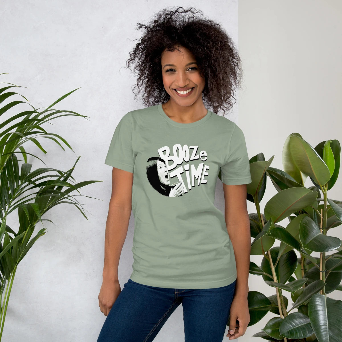 “Booze Time” Meredith T-Shirt – woman 1 mockup
